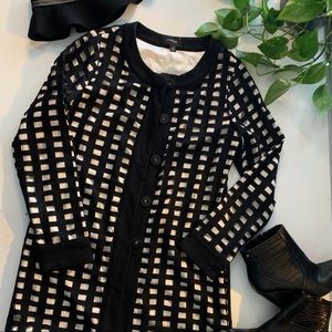 Wool and satin checkered coat